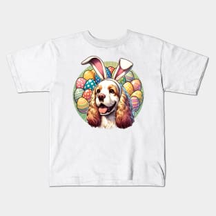 Clumber Spaniel with Bunny Ears Celebrates Easter Spirit Kids T-Shirt